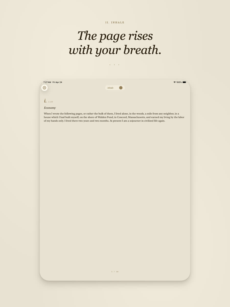 A Deep Breath screenshot: iPad layout
