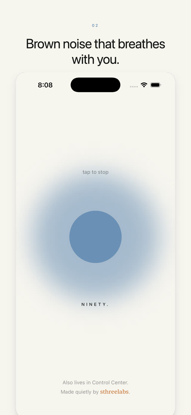 Ninety. screenshot: Ninety. screenshot: playing state, breathing halo expanded