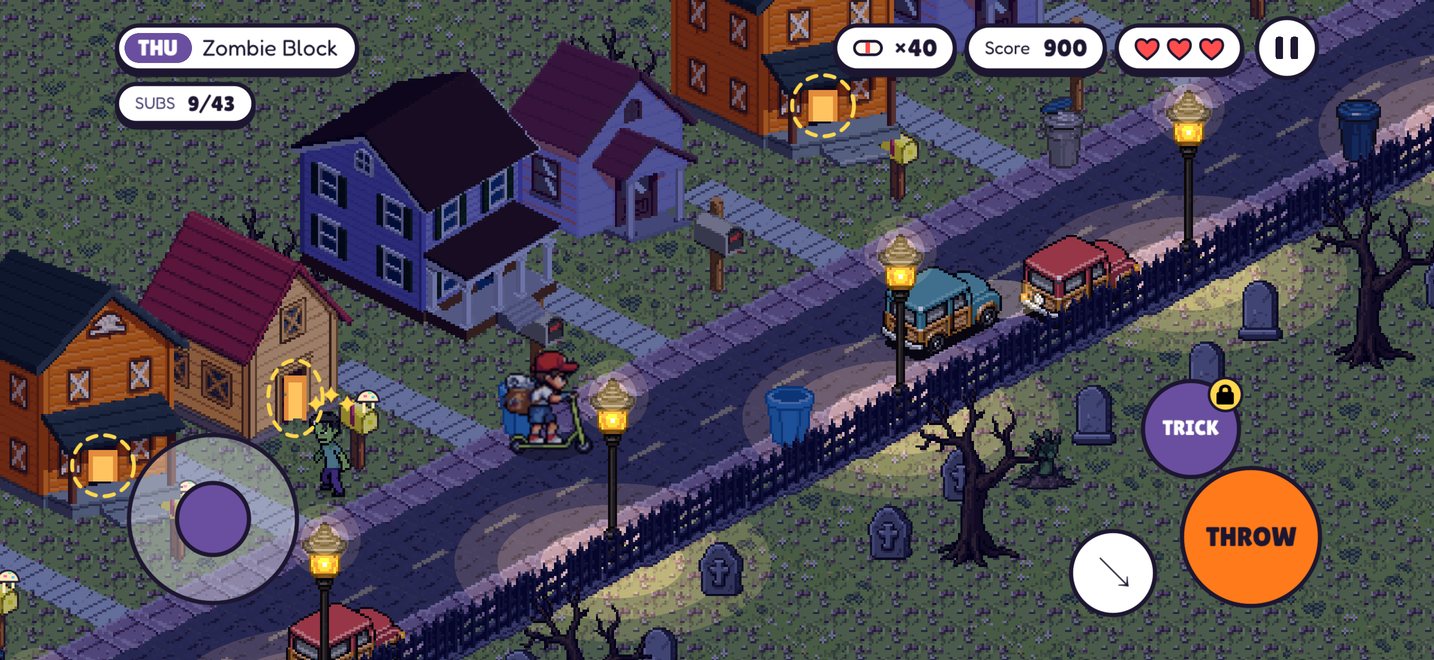 Paper Chaos screenshot: Zombie Block at night