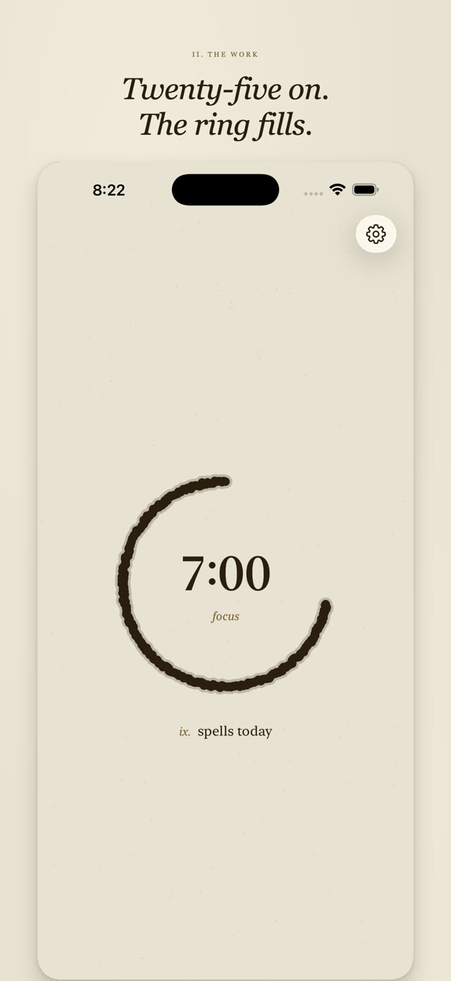 A Spell of Work screenshot: Spell in progress