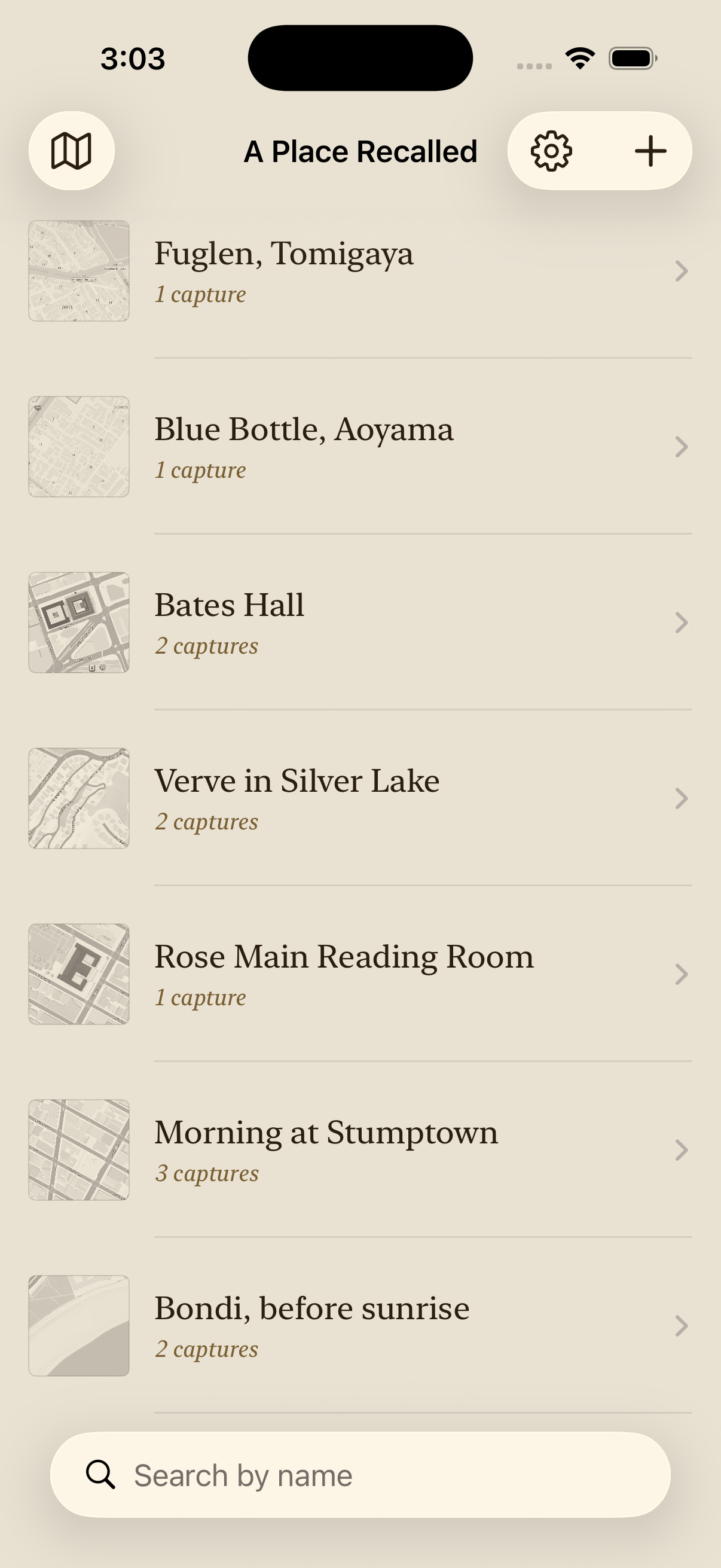 Library list with paperback-styled map thumbnails