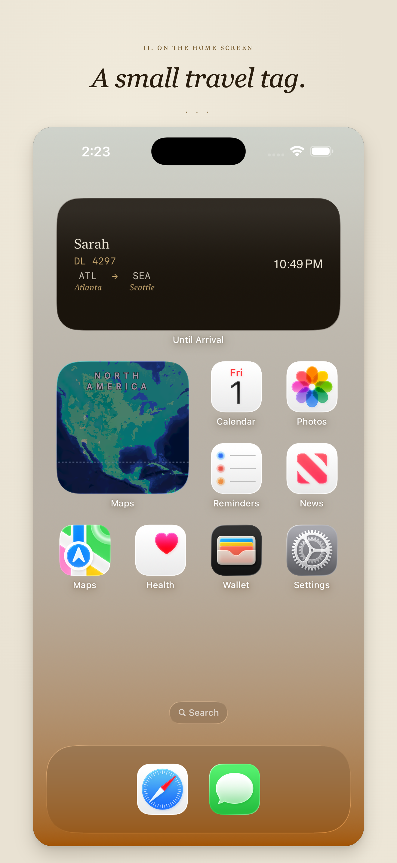 Home Screen Medium widget — boarding-pass layout